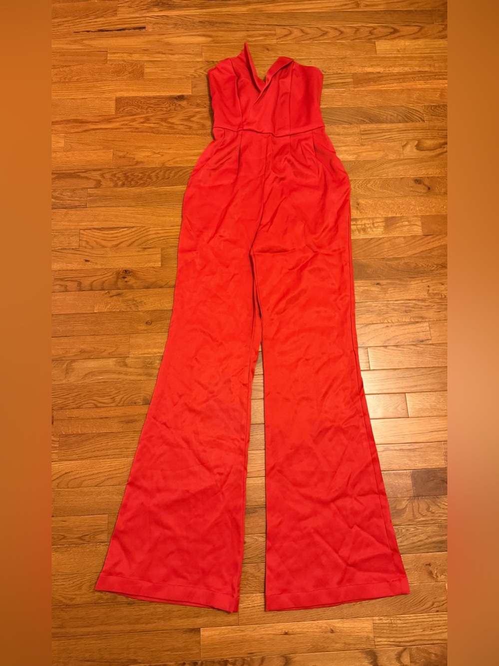 LAJU - Red Sleeveless Wide-Leg Jumpsuit